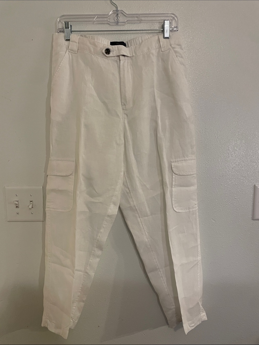 RACHEL Rachel Roy White Linen-Blend Trousers